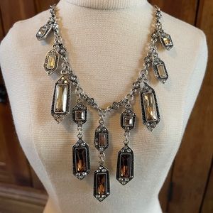 Victorian style amber color crystal necklace
